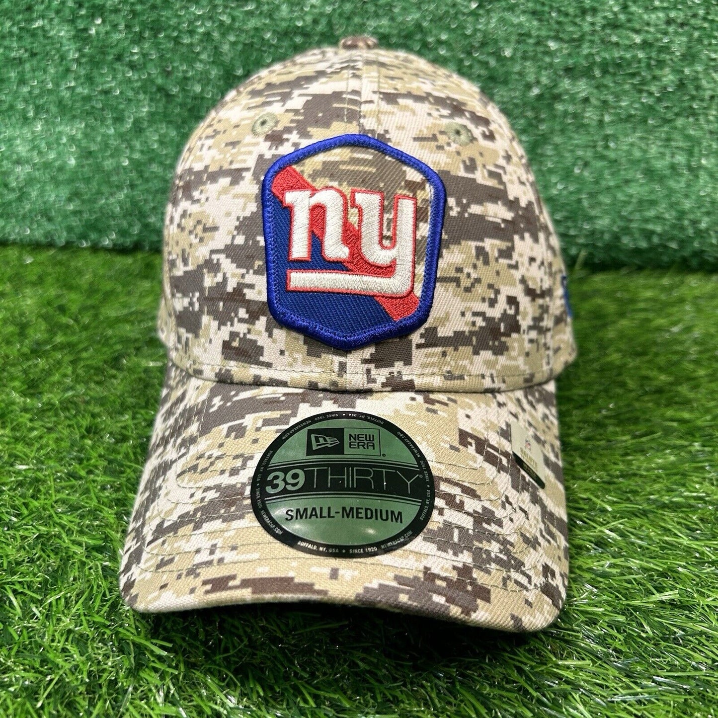 New York Giants Hat Cap Mens Small Medium Green Brown Camo Salute To Service NEW