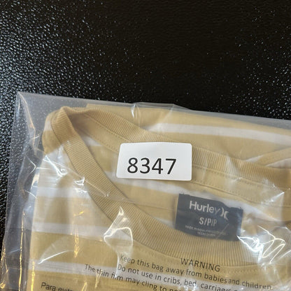 Hurley Shirt Men Small Yellow White Striped Yarn Dye Short Sleeve Pocket Tee New