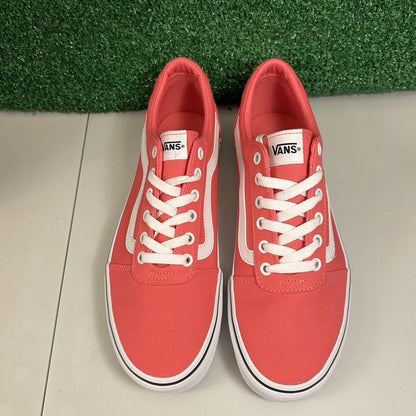 Vans Ward Womens 10 Pink White Shoes Sneakers Canvas Skateboarding Casual NEW