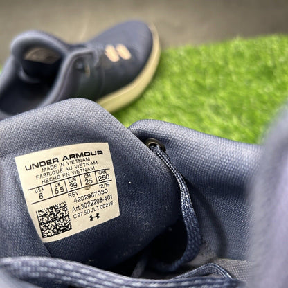 Under Armour HOVR Rise Womens 8 Blue Biege Shoes Sneakers Running Athletic Gym