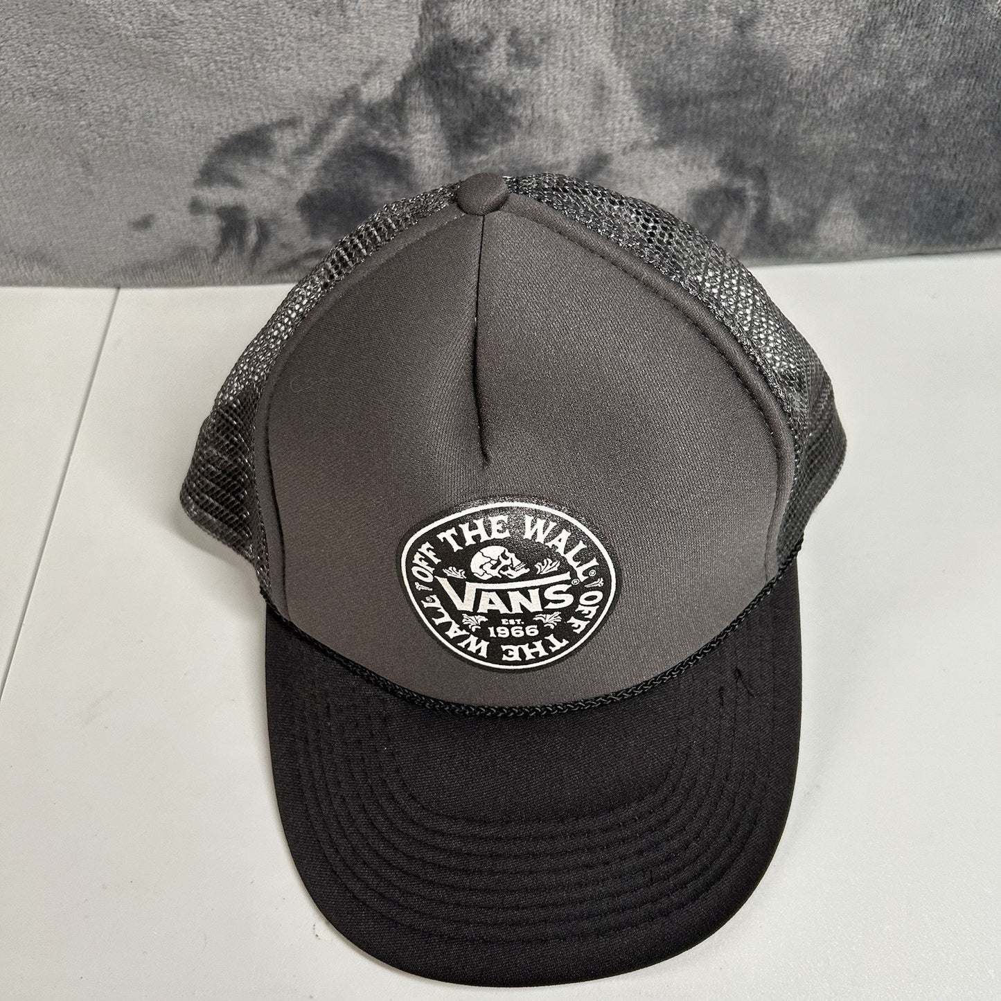 Vans Trucker Hat Cap Snapback Gray Black Foam Skater Y2K Otto Adjustable Mens