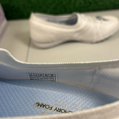 Skechers Breathe Easy Loafers Womens 7 M White Shoes Slip On Comfort Walking NEW