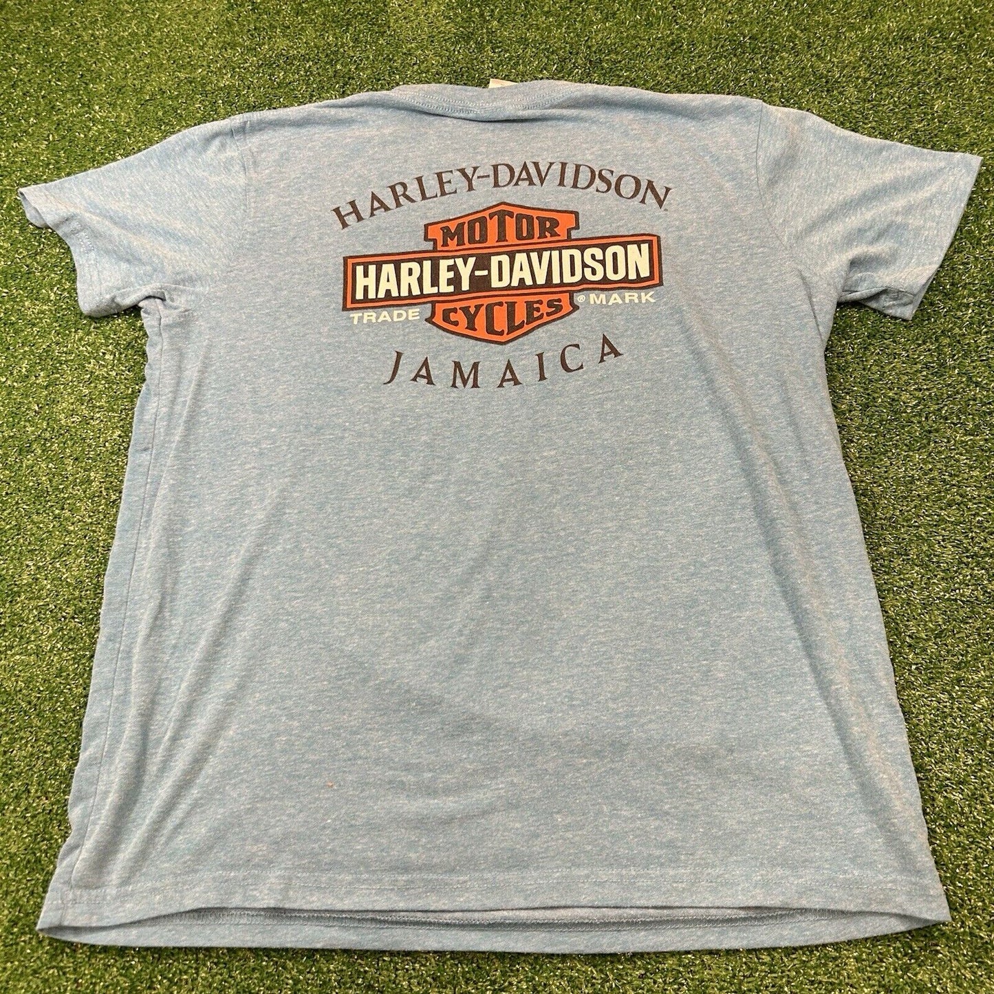 Harley Davidson Shirt Mens Extra Large Blue Short Sleeve Motorcycles Beach Y2K