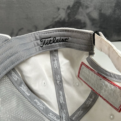 Titleist Golf Hat Cap Adult Strap Back White Green/Blue Footjoy ProV1 Adjustable