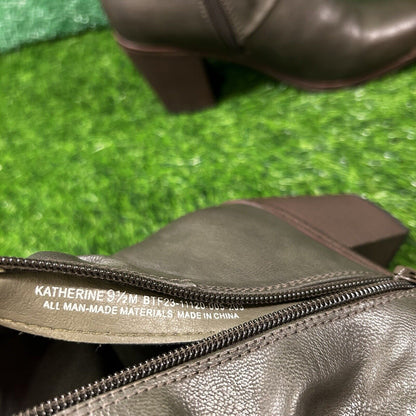 Baretraps Katherine Boots Womens 9.5 M Dark Green Heeled Zip Up Buckle Casual