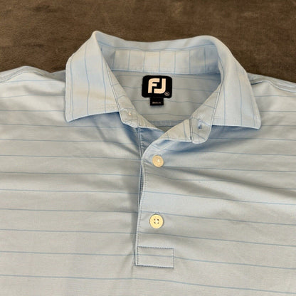FootJoy Polo Shirt Mens Extra Large Blue Striped Golf Short Sleeve Casual Work