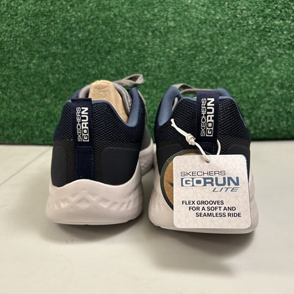 Skechers Go Run Lite Mens 9.5 Gray Navy Shoes Sneaker Athletic Comfort NEW