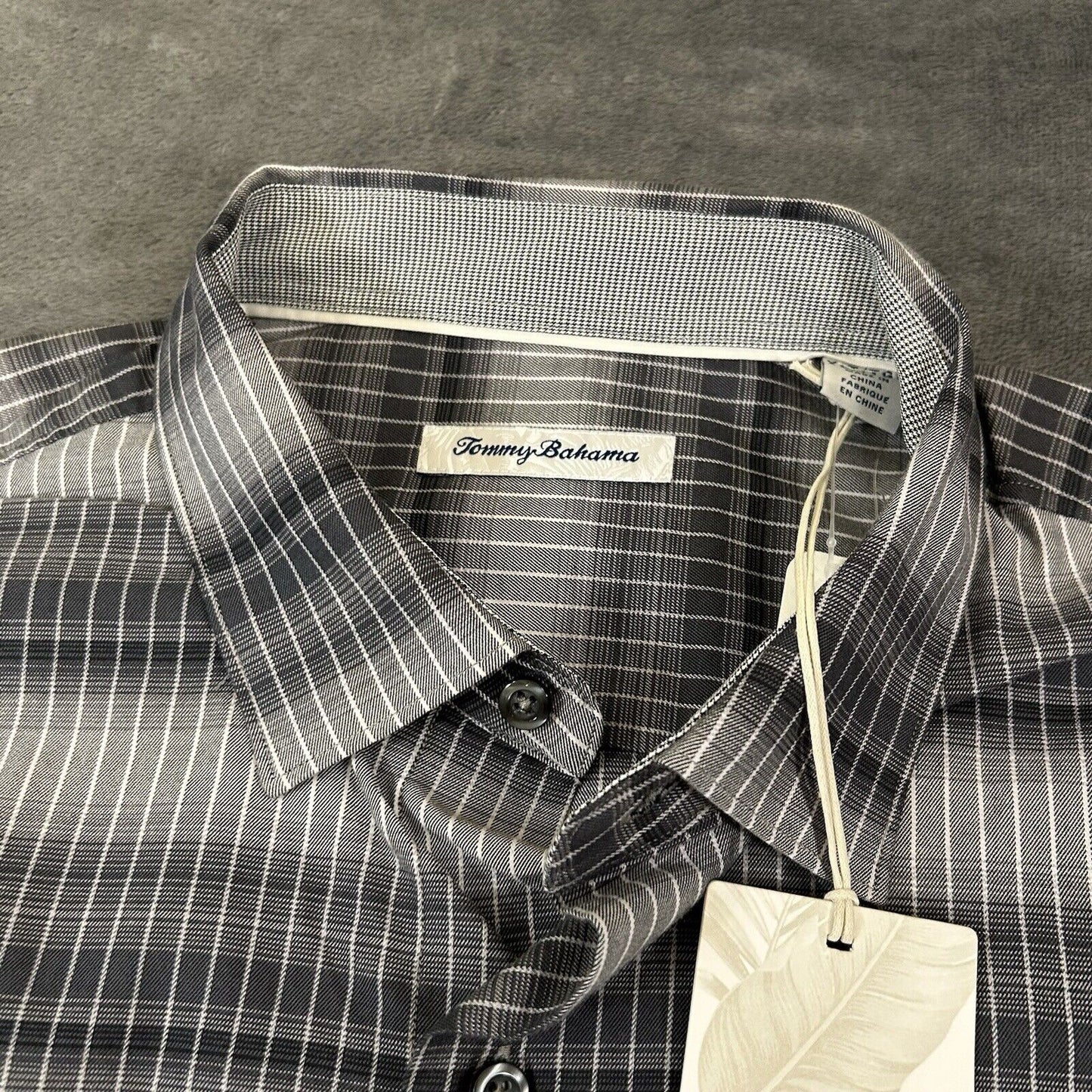 Tommy Bahama Shirt Mens XLT Gray Black Lazlo Ombre Stripe Button Up LS NEW $168