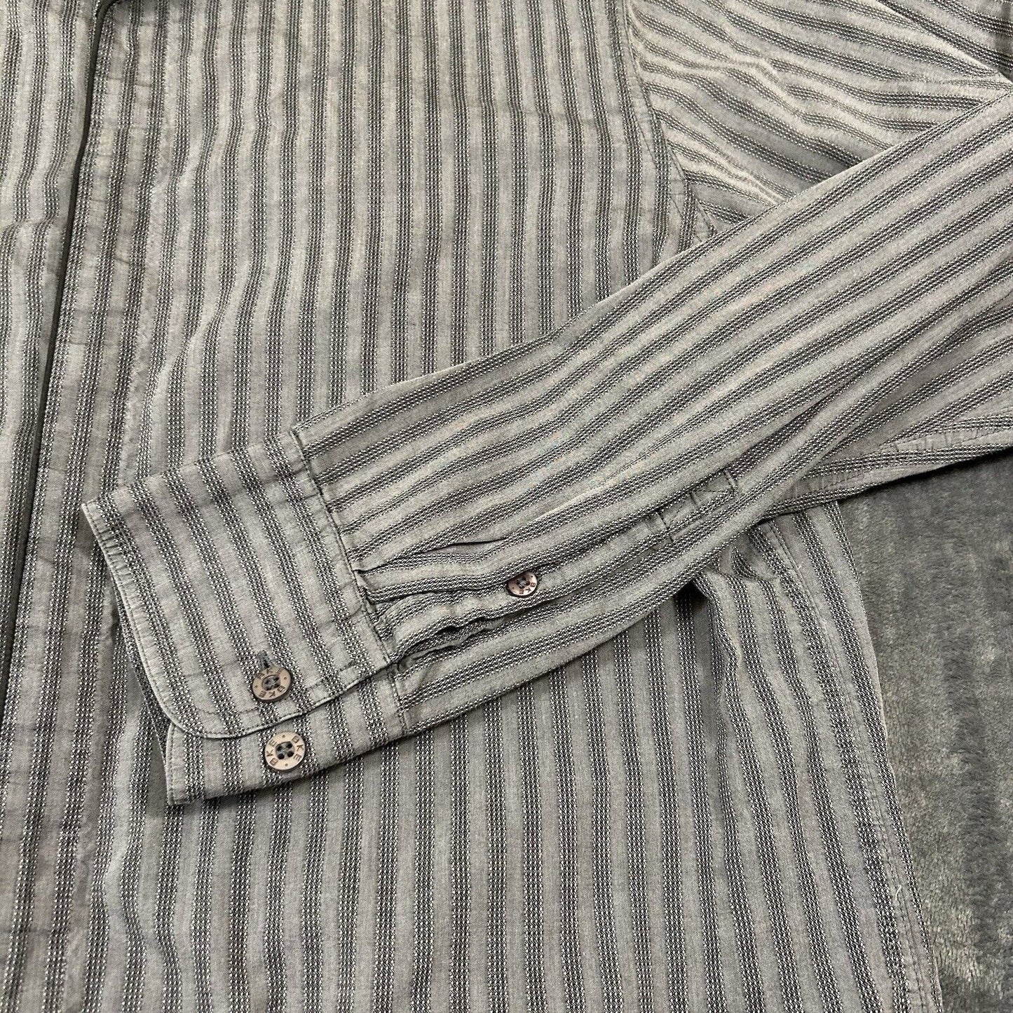BKE Shirt Mens Extra Large Gray Striped Button Up Long Sleeve Work Slim Fit