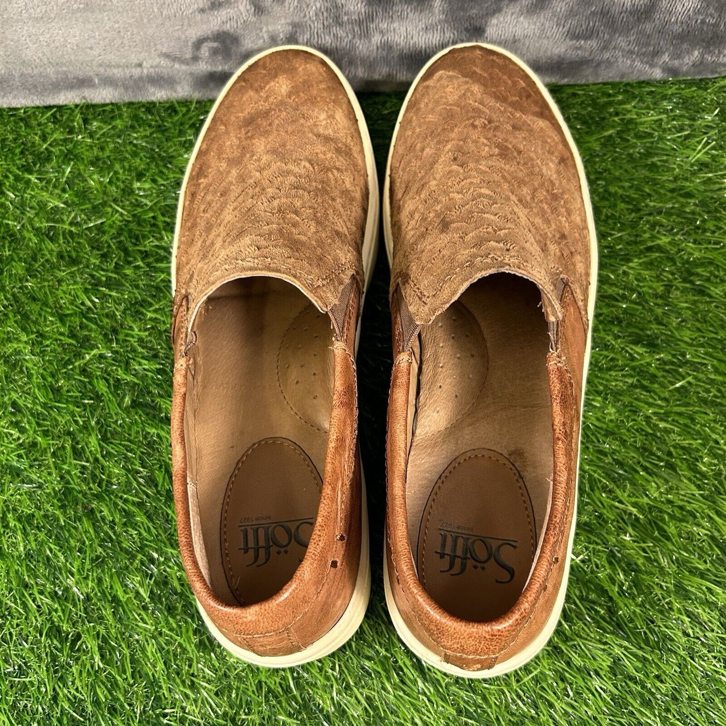 Sofft Somers III Womens 8.5 M Brown Leather Shoes Sneakers Slip On Casual Work