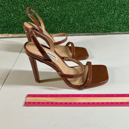 Steve Madden Gracey Brown Heeled Sandals Strappy Square Toe Heels Womens 6.5 M