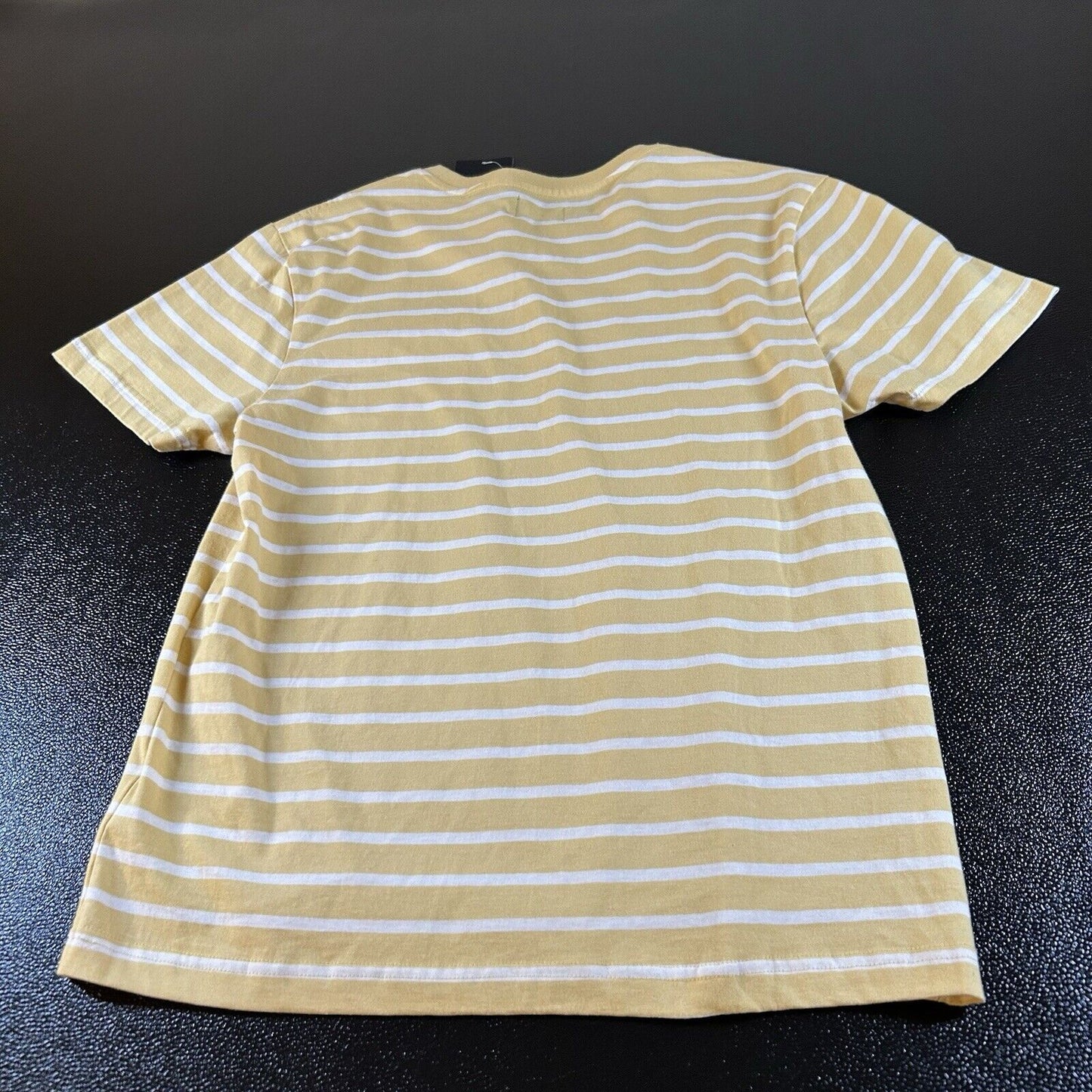 Hurley Shirt Men Small Yellow White Striped Yarn Dye Short Sleeve Pocket Tee New