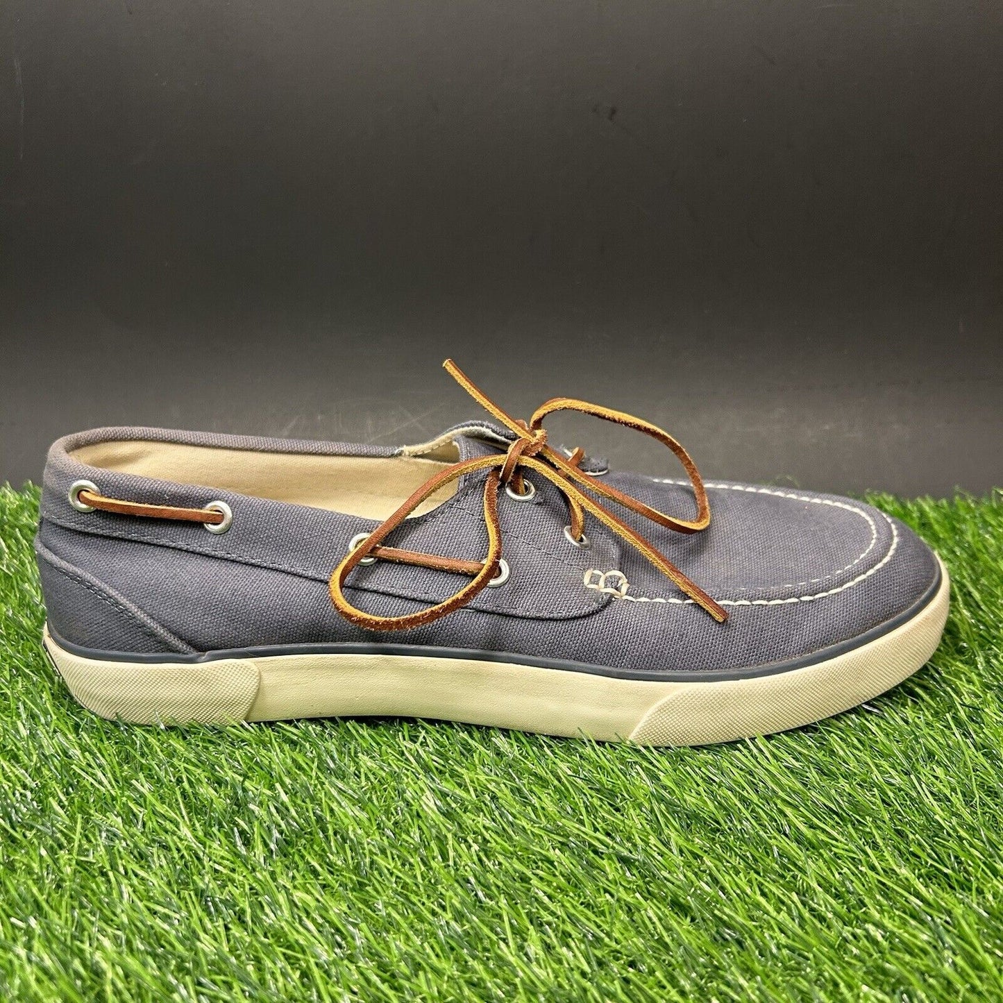 Polo Ralph Lauren Sander Mens 10 D Blue White Shoes Loafers Casual Lace Up