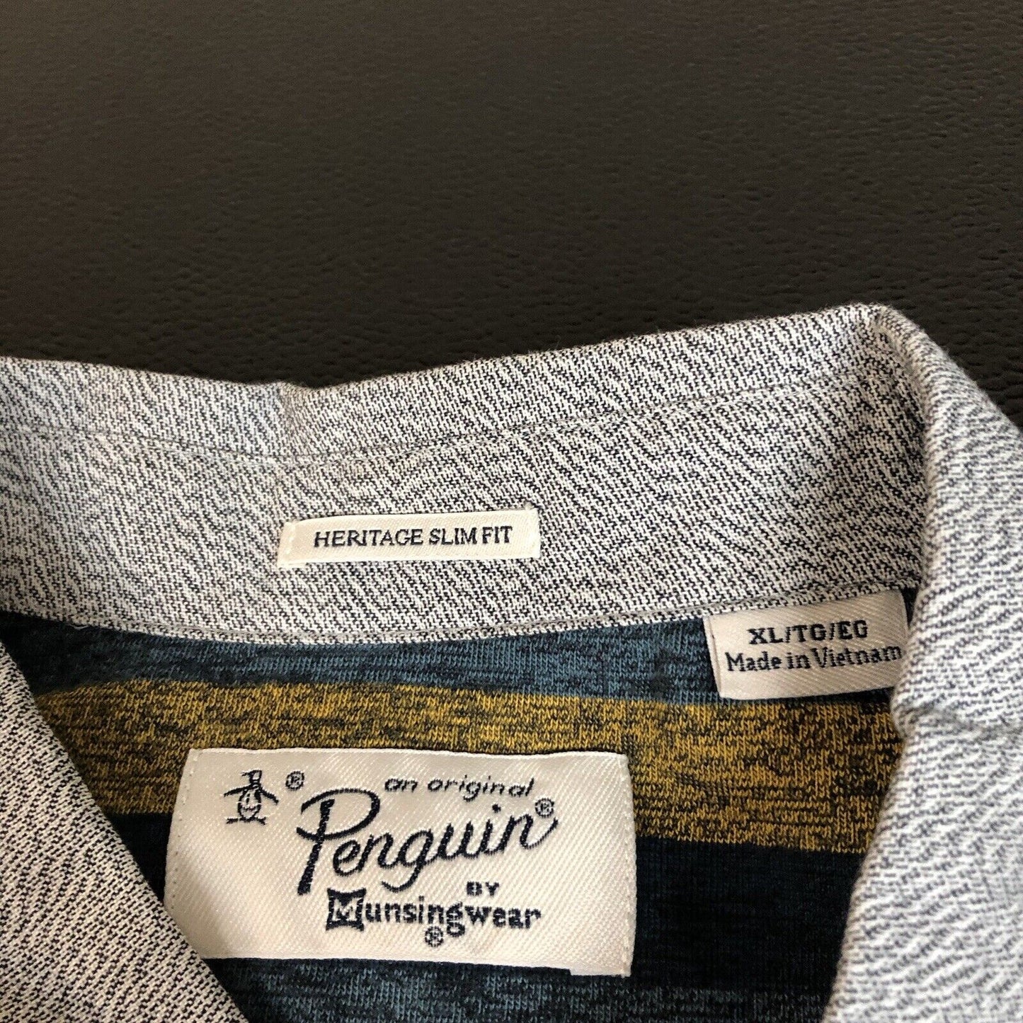 Penguin Munsingwear Shirt Mens Extra Large Blue Yellow Striped Heritage Slim New